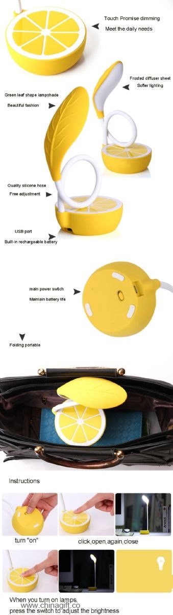 bentuk lemon led lampu meja