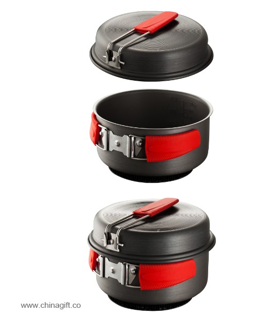 2 PCS camping aluminum cookware with pan & heat charger