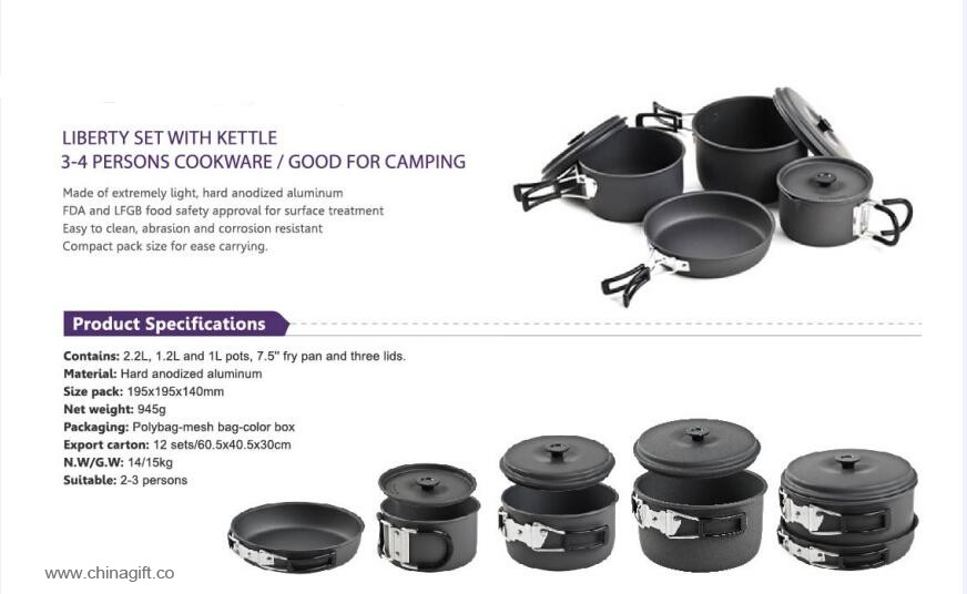 9 pcs easy to clean liberty cook set with kettle