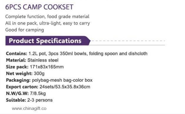 6pcs stainless steel cookware set