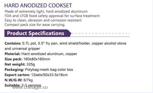 Mini cookware kit with alcohol burner