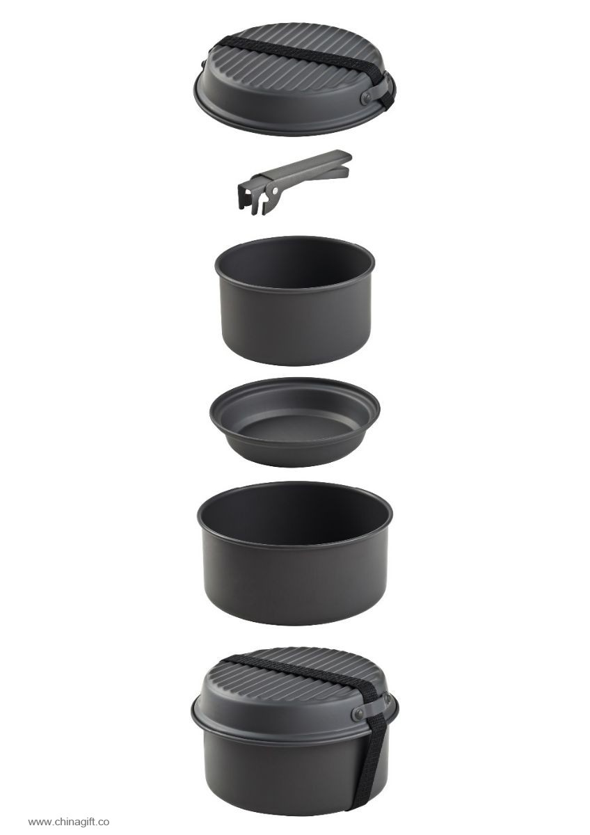 5 pc-uri Hard anodizat aluminiu exterior cook set cu prindere