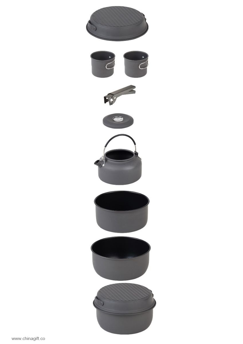 11 Duro anodizado cookware que acampa al aire libre luz aluminio