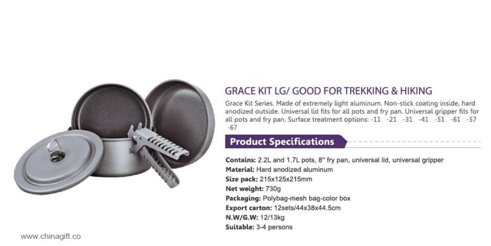 Hard anodized aluminum camping cookware