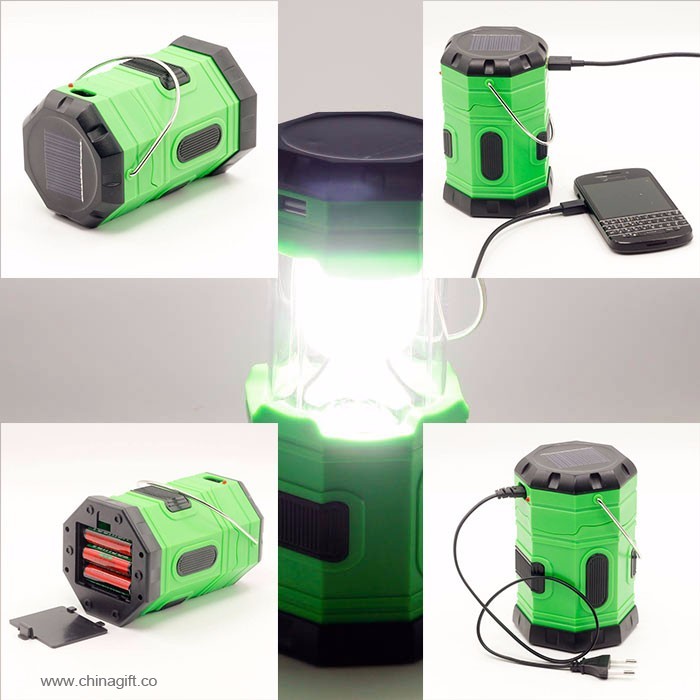 USB Mobilní Nabíječka AC a Solární Dobíjecí camping svítilny 6LEDs vedl