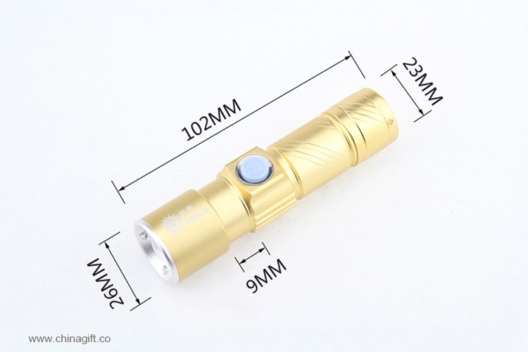 Mini Linterna Led Con Cargador Usb de Aluminio