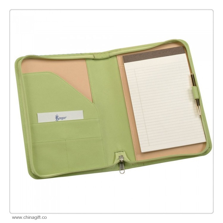 Mit Reißverschluss Leder Mode Padfolio