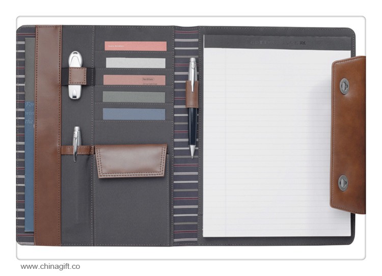 Twist-Lock Tri-Fold Brown PU Leather Fashion Design Portfolio 