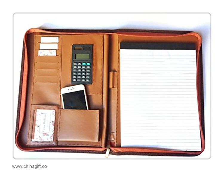 Leather Portfolio with Calculator