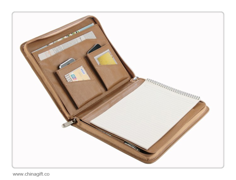 Doble Padfolio Cremallera con Almohadilla de Papel de Escribir