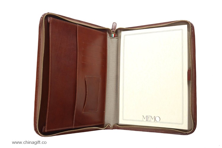 A4 Zippered Leather Portfolio Case