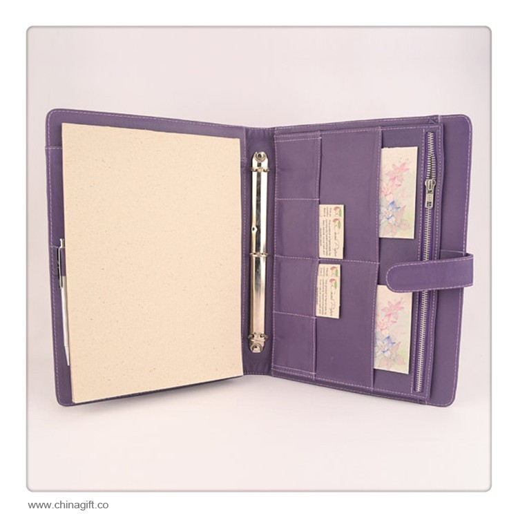 Purple A4 Leather Ring Binder